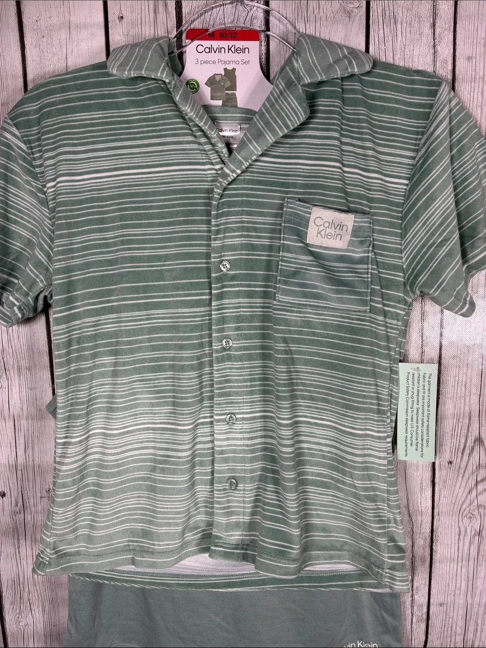 Calvin Klein| 3-pc Kids Green Pajama Set Size 10/12